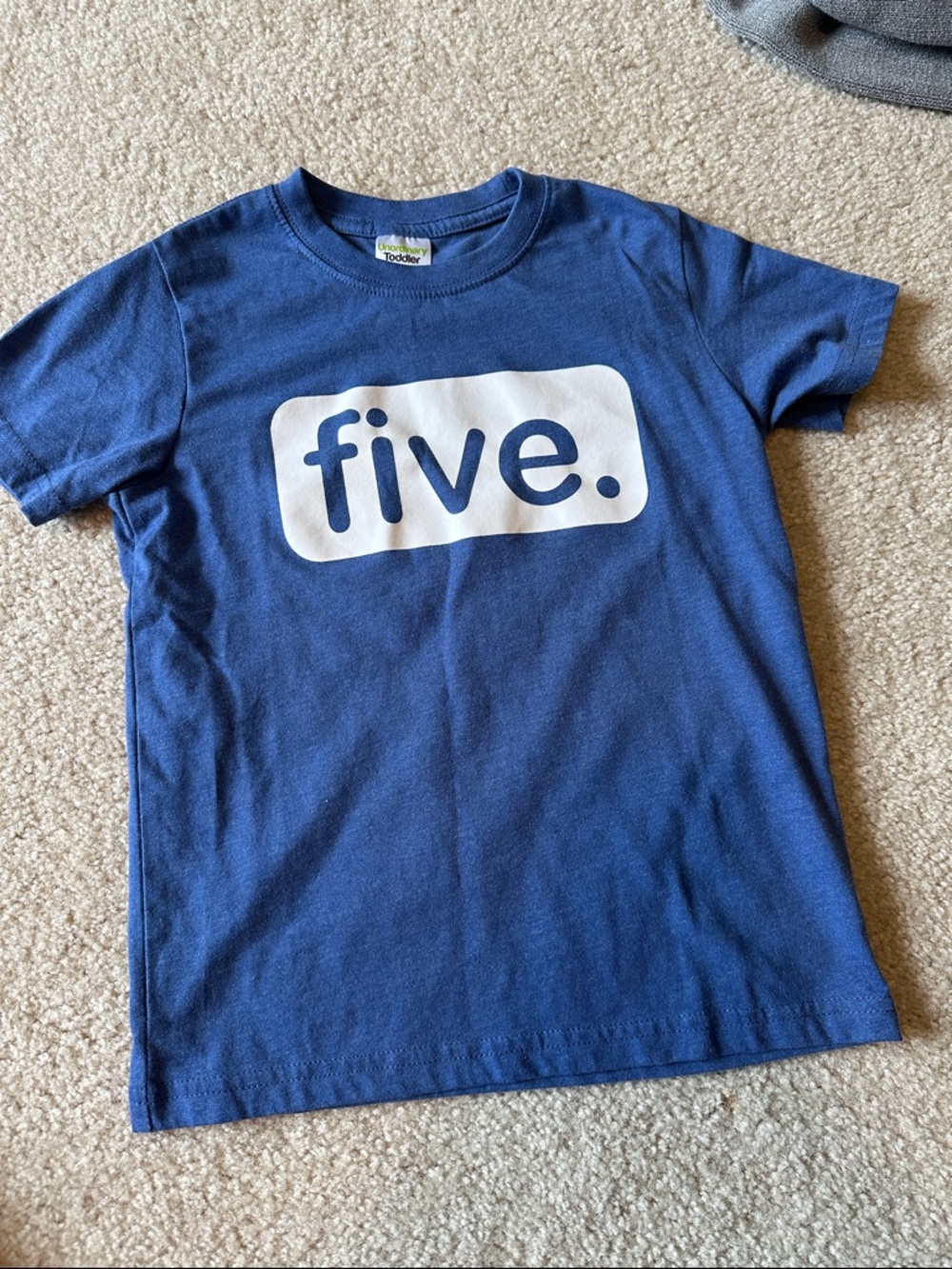 Kids Blue "five." Graphic Tee - Casual Short Sleeve